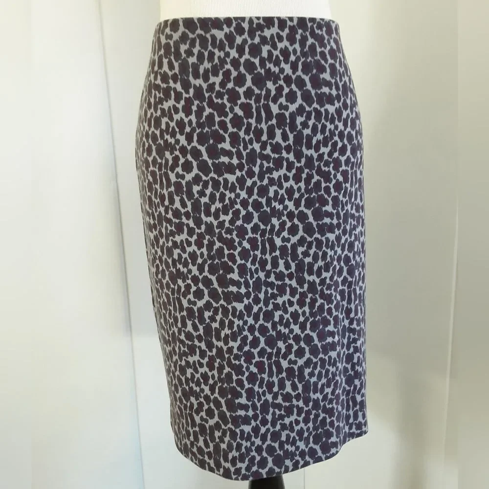 TALBOTS Gray Burgundy Animal Print Pencil Skirt Sz P10